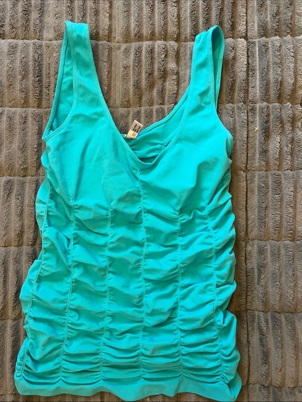Last Tango Turquoise Ruched Tank Top
